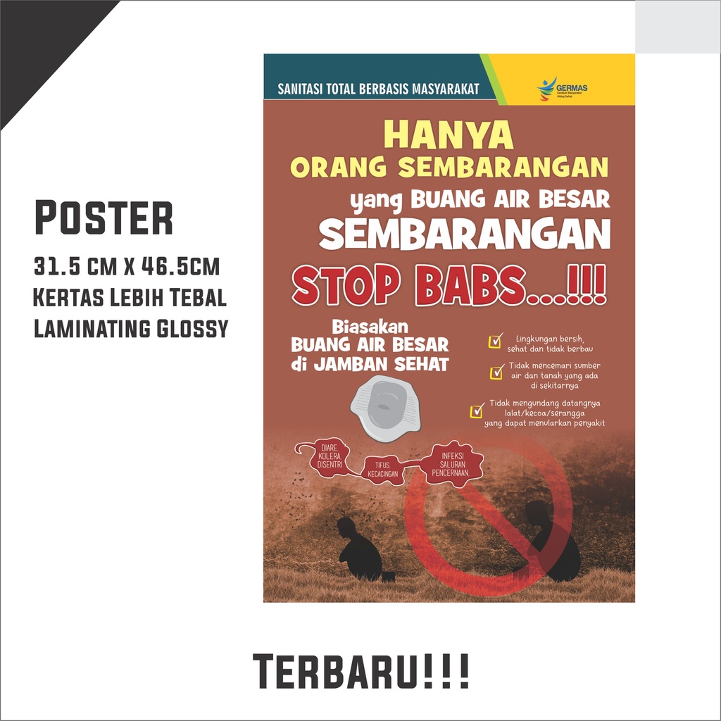 Jual Terbaru 2022!!! Poster Kesehatan, Poster STBM Dilarang Buang Air