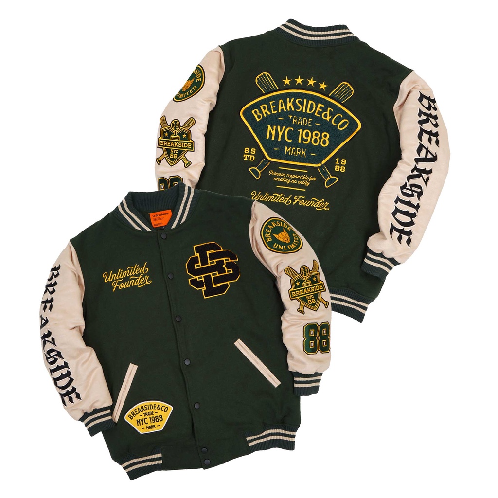 Jual Breakside Varsity Jacket NYC 1988 - Army | Shopee Indonesia
