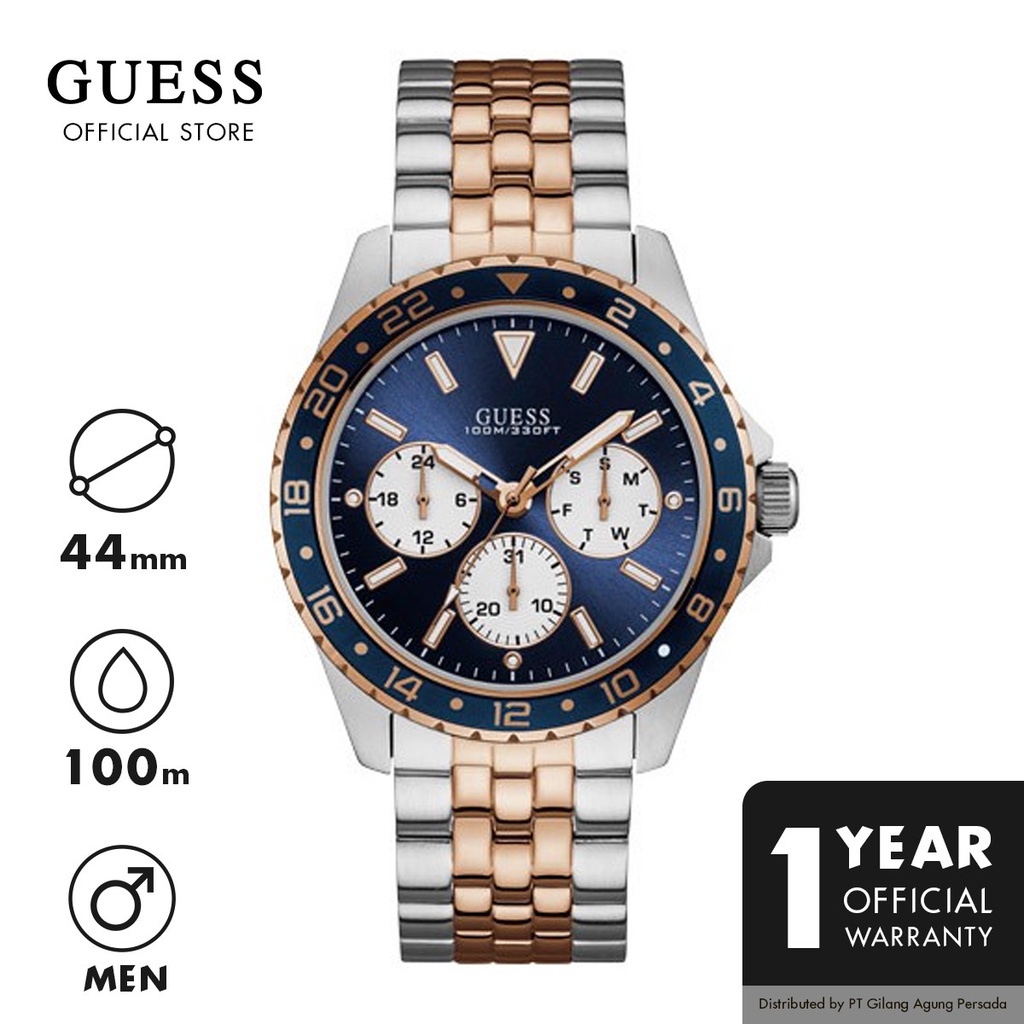 Jual Jam Tangan Guess Pria Original Analog 2 tone Stainless Steel