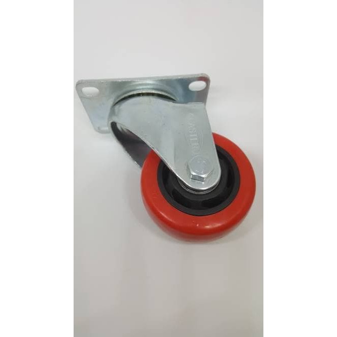 Jual Roda Pu Merah Double Bearing Medium Duty Caster Taiwan Plat Hidup Shopee Indonesia