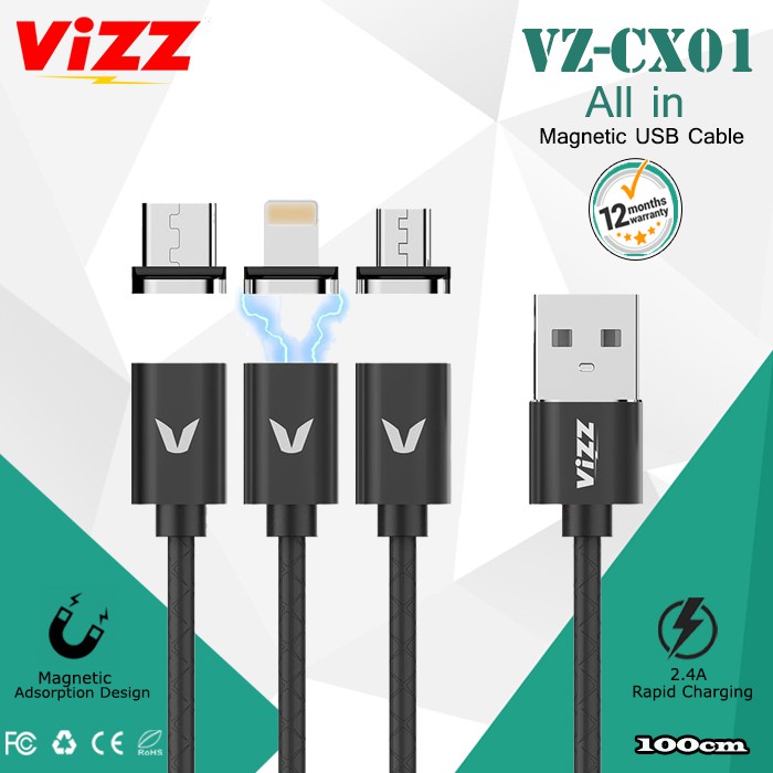 Jual Vizz Cable Vzcx01 Kabel Data Hp Magnetic Usb Cable Shopee Indonesia