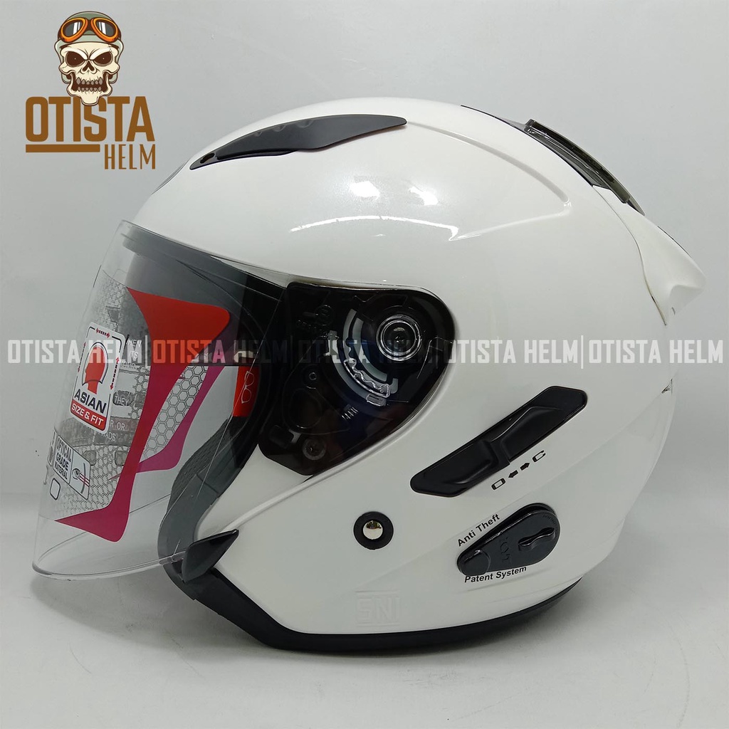 Jual HELM HALF FACE KYT GALAXY SLIDE FLAT R SOLID PLAIN WHITE DOUBLE