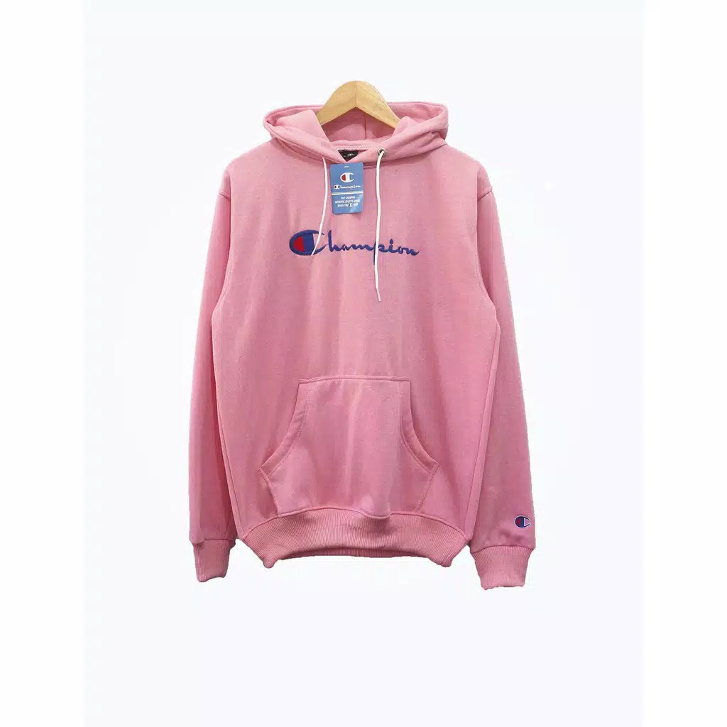 Jual Hoodie Champion Pink Tulisan Jumper Basic merah muda Original Unisex Shopee Indonesia