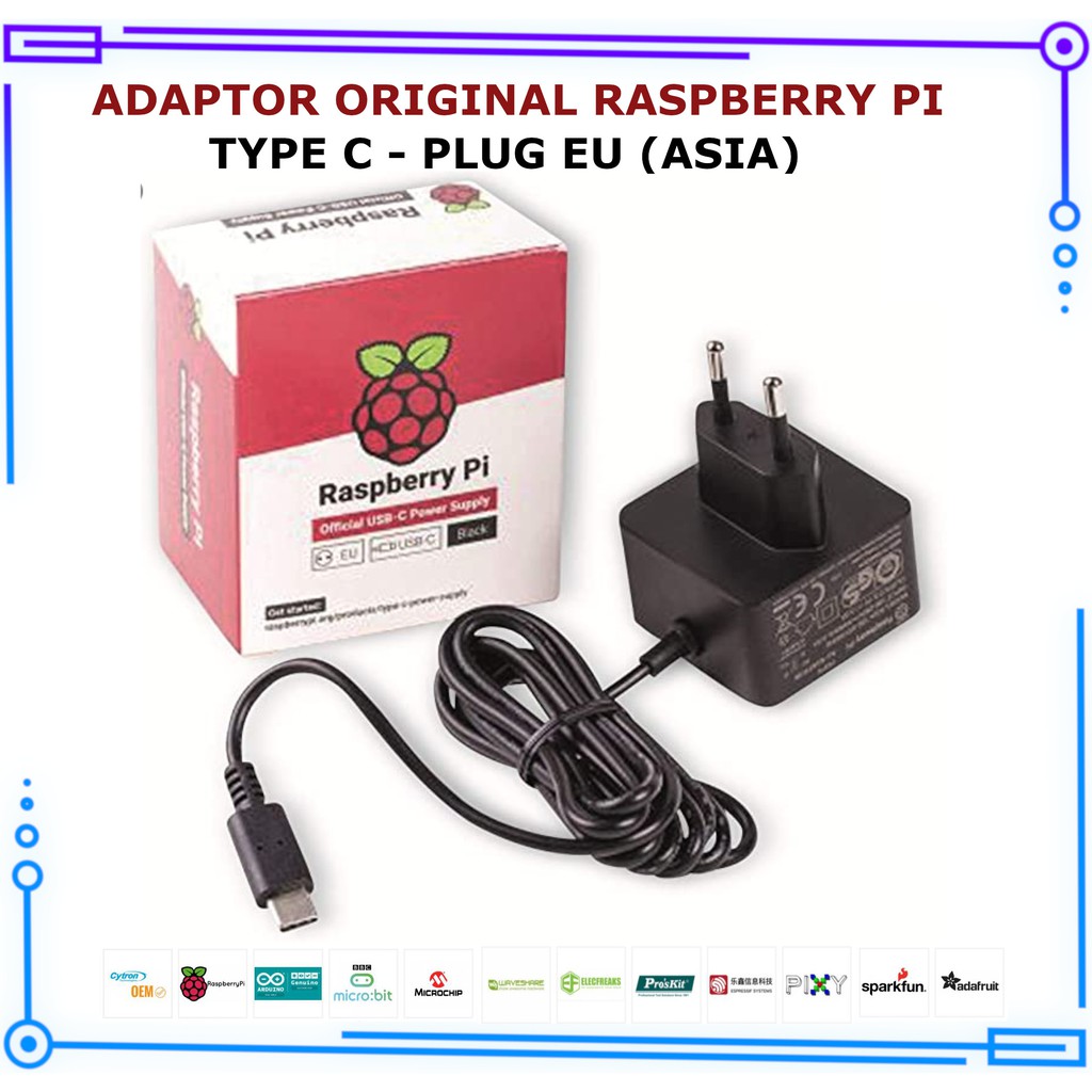 Jual Raspberry Pi 4 - PSU Adaptor Original Type C 15W 5.1A 3.0A ...