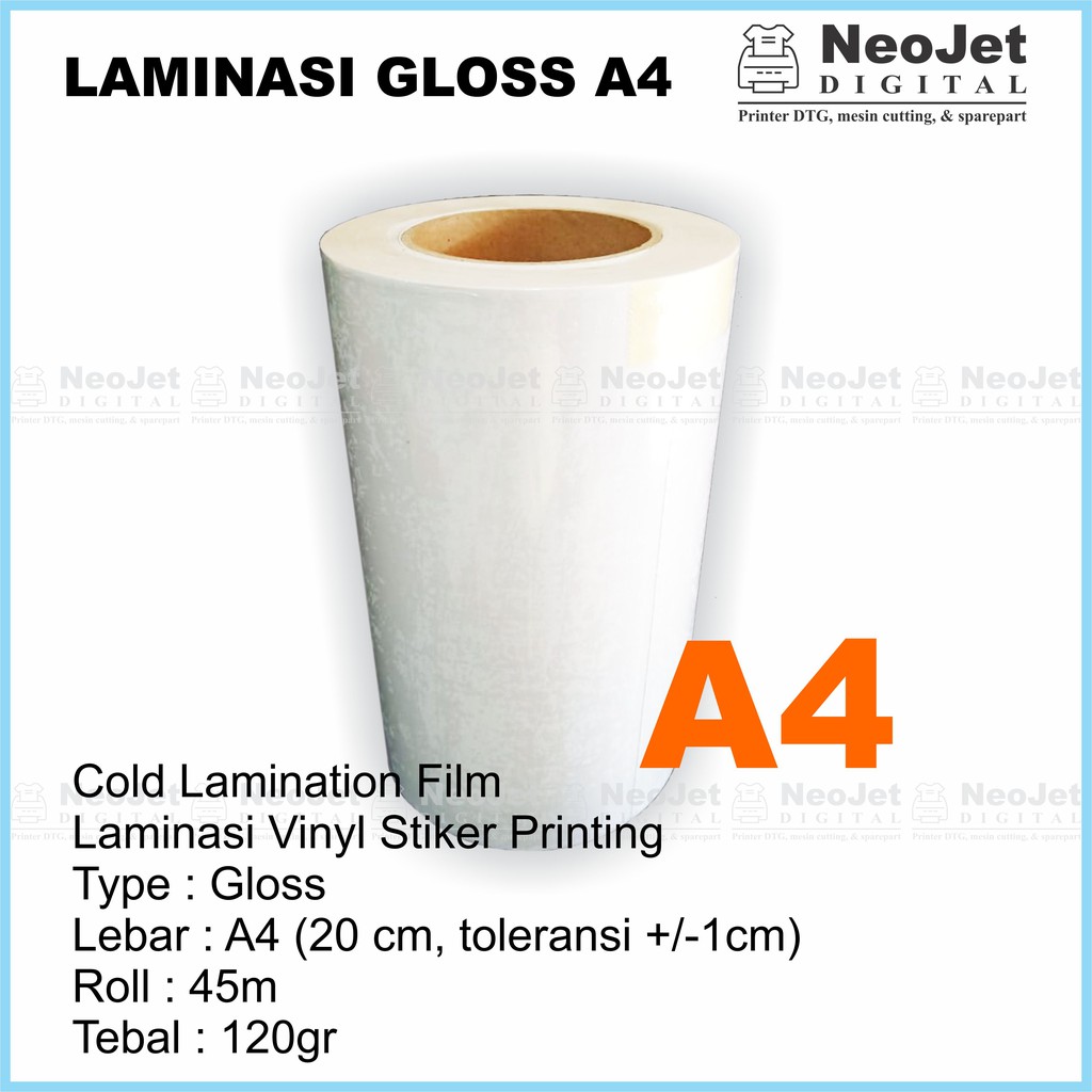 Jual Laminasi Glossy Dingin Vinyl Stiker A4 120gr 120 Gsm Gloss Kilap