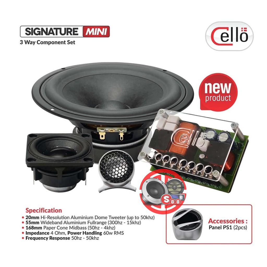 Jual Cello Signature Mini 3-Way Split Components Speaker Kit | Shopee ...