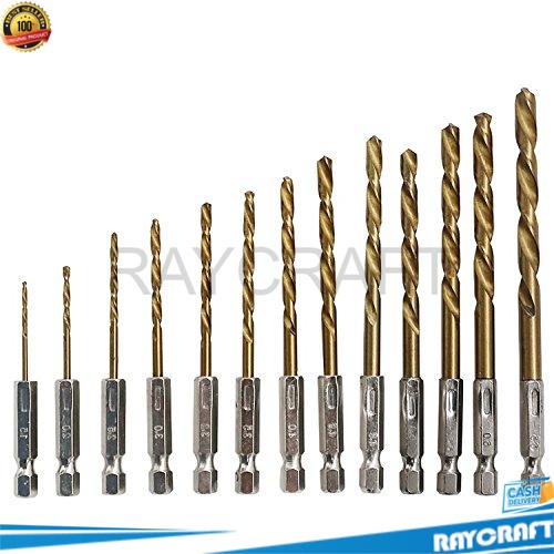 Jual Mata Bor Power Drill Steel Titanium Hex Shank Pcs Titanium Coated Twist Drills Bit Set