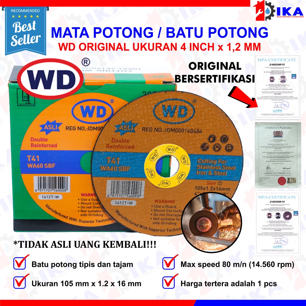 Jual Batu Gurinda Gerinda Potong Besi Mata Cutting Wheel Wd 4 X 12 Asli Mata Gerinda Potong 4 7956