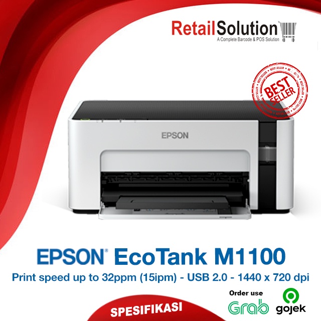 Jual Epson M1100 Eco Monochrome Ink Tank Printer Infus Hitam Putih Shopee Indonesia 4280