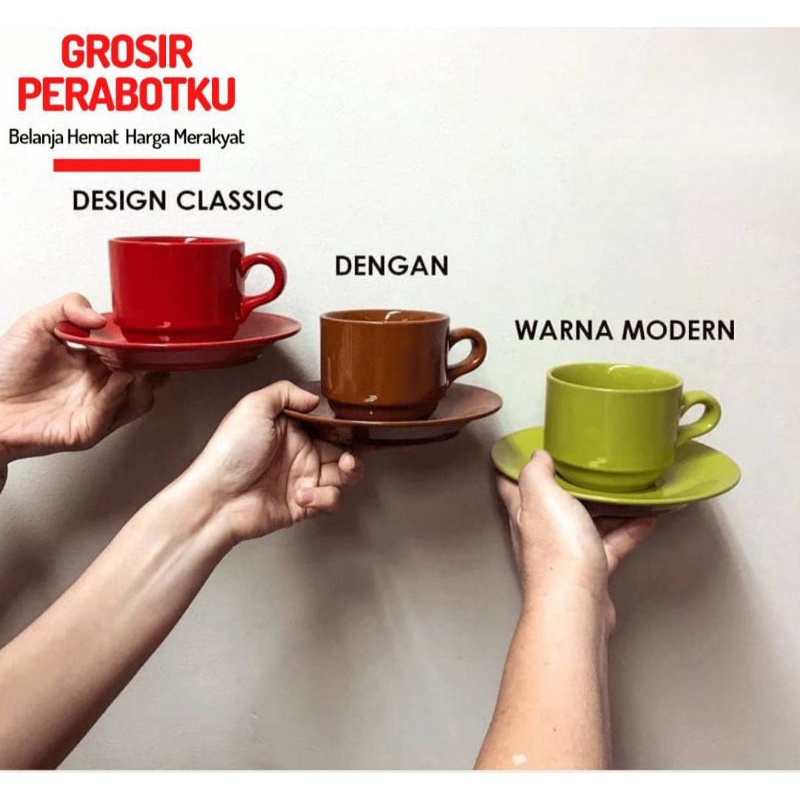 Jual Cangkir Kopi Teh Polos 220ml Satuan | Cup & Saucer Polos | Cangkir