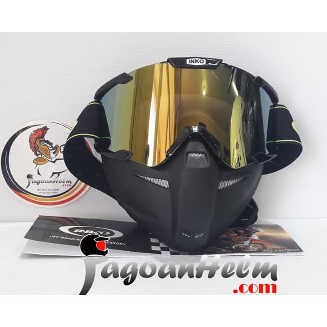Jual GOGGLE MASK INKO HELM RETRO | GOLD - BLACK | GOOGLE Masker ...