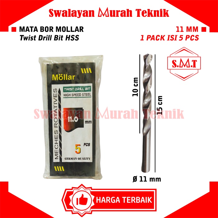 Jual MOLLAR MATA BOR BESI KAYU ALUMINIUM 11MM 11.5MM HSS PUTIH DRILL ...