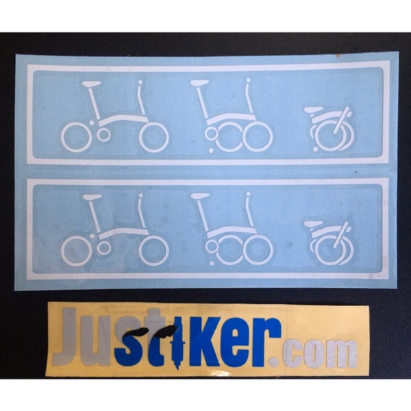 STIKER CUTTING Sticker Frame Logo Folding Brompton 3Sixty Trifold Pikes  Putih FREE CUSTOM DESAIN