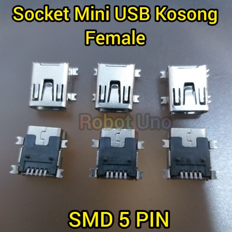 Jual Socket Mini USB Kosong tipe Betina Connector Female Plug SMD ...
