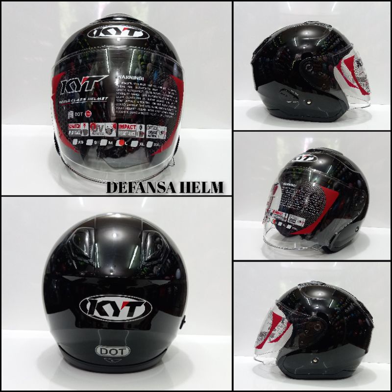 Jual HELM HALF FACE KYT KYOTO SOLID HITAM GLOSSY Shopee Indonesia