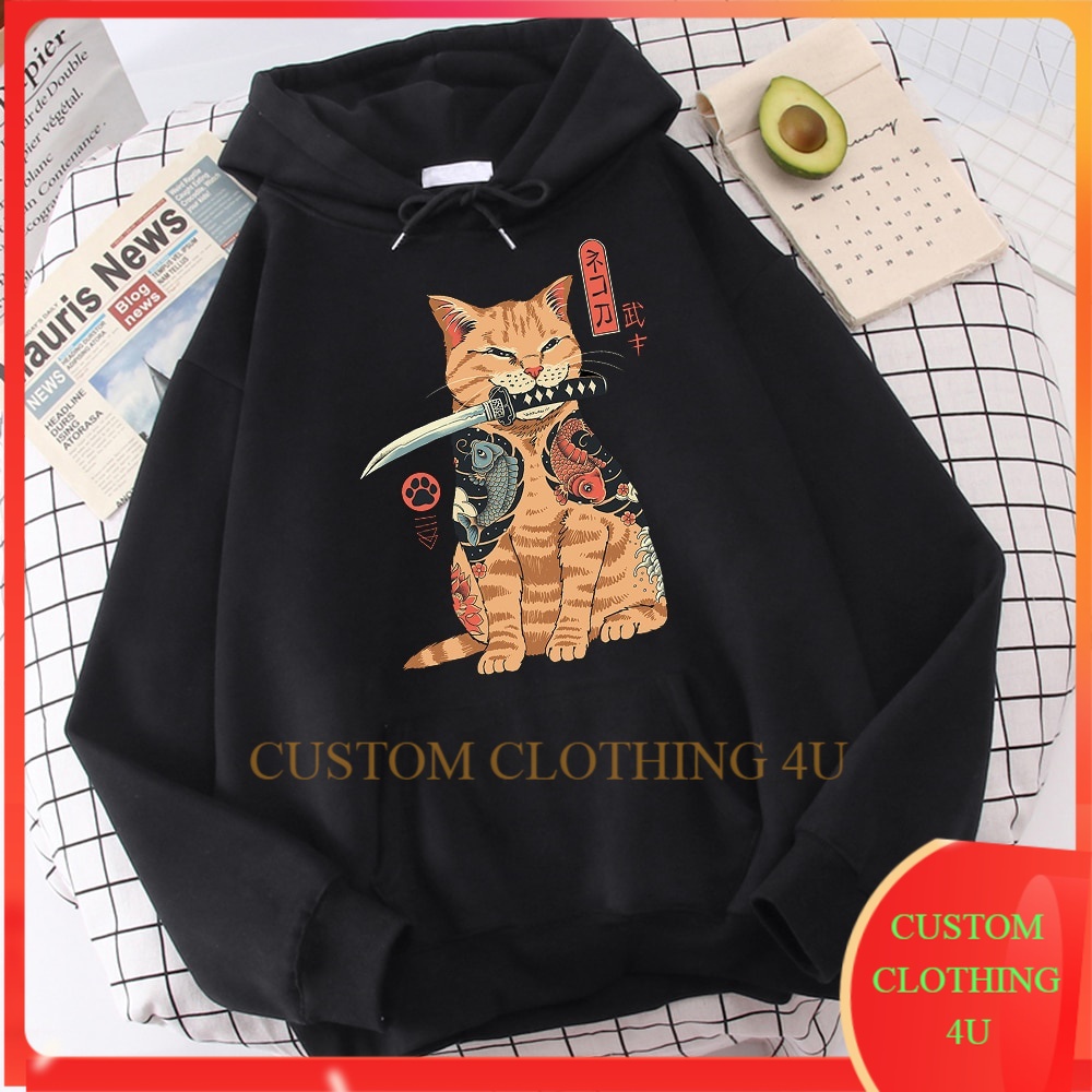 Jual Hoodie Cat Katana Samurai Jaket Hoodie Jumper Gambar Kucing Ninja