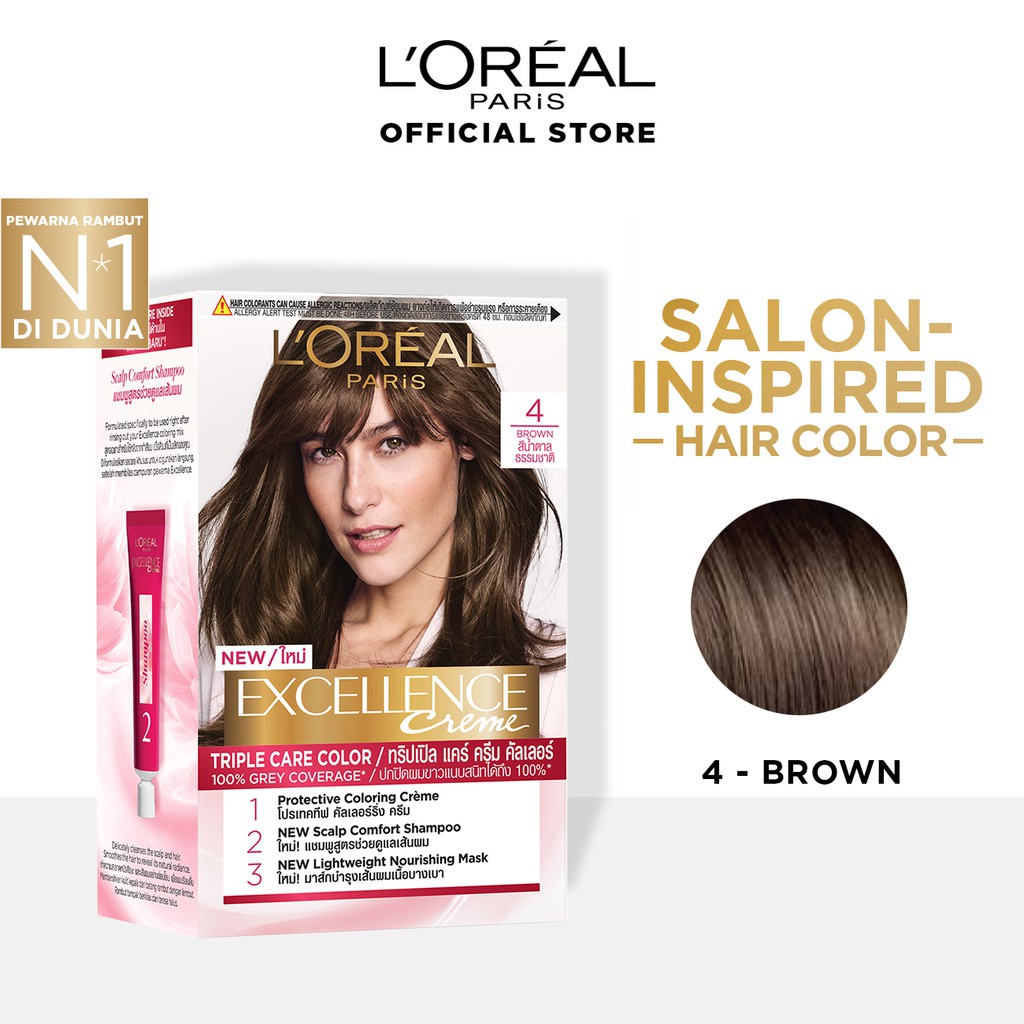 Jual Loreal Paris Excellence Creme 4 Brown Pewarna Rambut Cat Rambut ...
