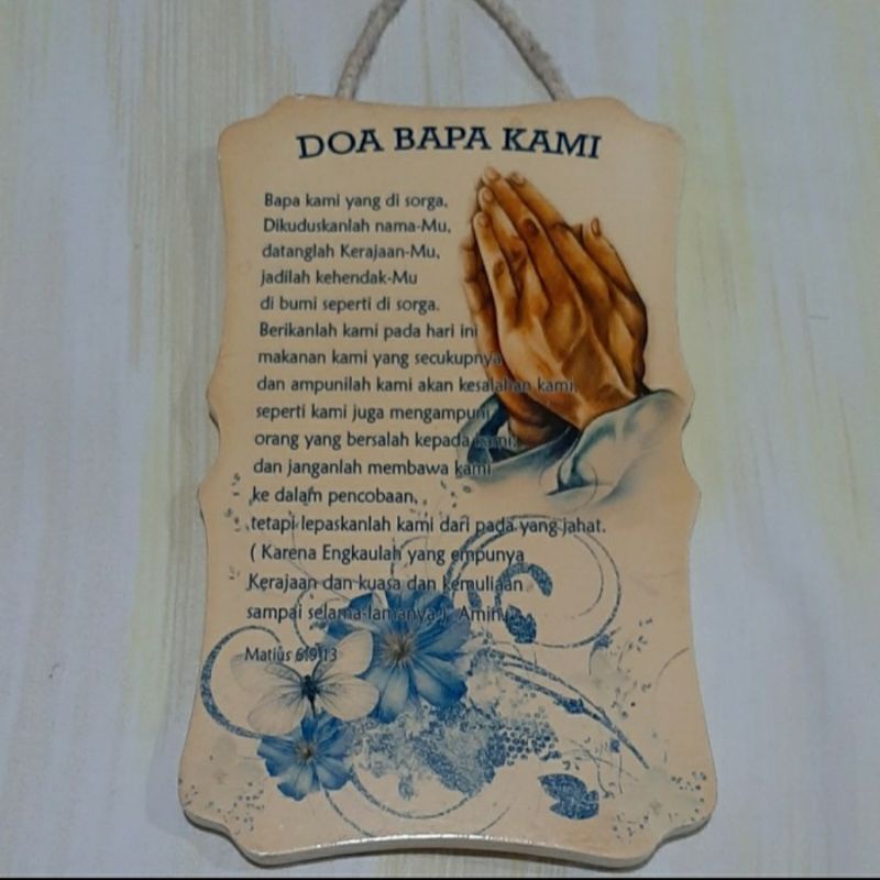 Jual Hiasan Dinding Gantung Kayu Rohani Kristen Katolik Doa Bapa Kami ...