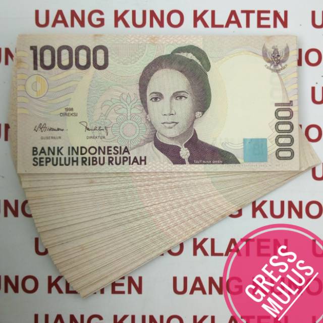 Jual Original Gress Mulus 10000 Rupiah Cut Nyak Dien Tahun 1998 Rp 10