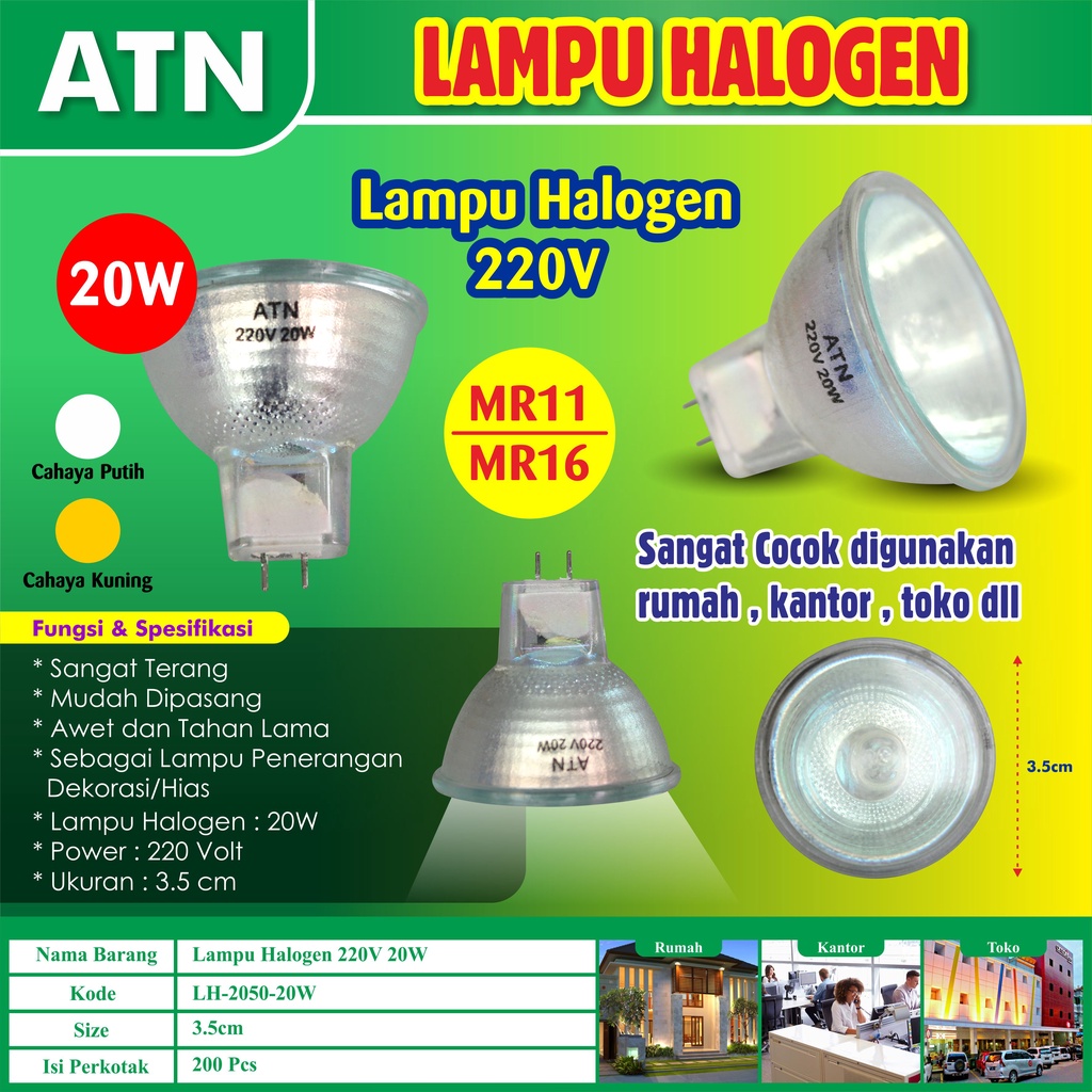 Jual COD-LAMPU HALOPIKA HALOGEN 20W / 50W MR16 ATN | Shopee Indonesia