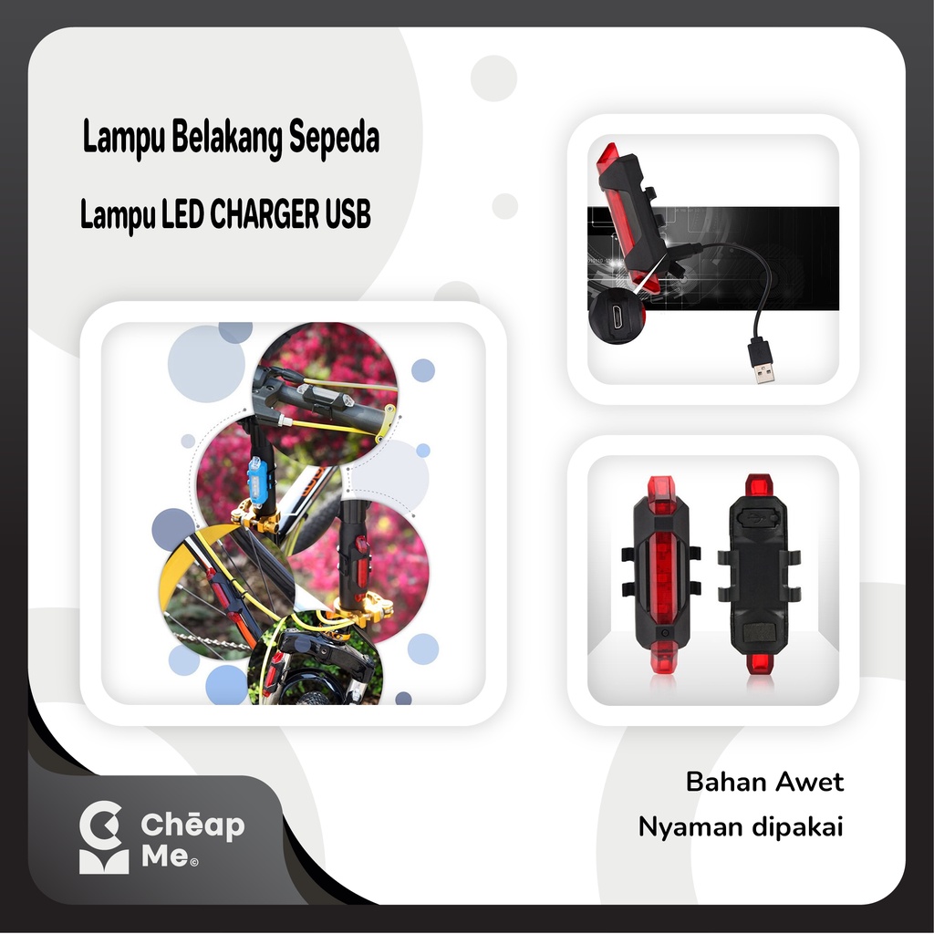 Jual Lampu Belakang Sepeda LED Rechargeable Bicycle Taillight CHARGER ...