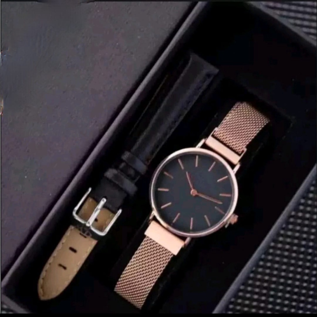 Jual JAM TANGAN WANITA ELEGAN PREMIUM DW STRAP SET FREE BOX