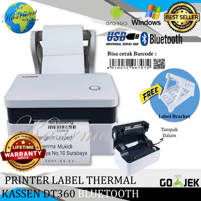 Jual PRINTER BARCODE KASSEN DT360 USB + BLUETOOTH LABEL THERMAL