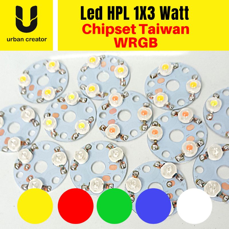 Jual Lampu Led HPL 3x1watt Putih, Warm, Merah, Biru, Hijau, Termasuk