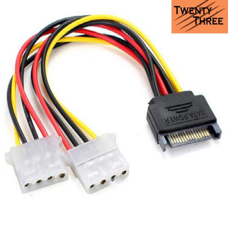 Jual Kabel Power Sata 15pin Male To Dual 2x Molex Female Hdd Ssd Harddisk Shopee Indonesia 3417