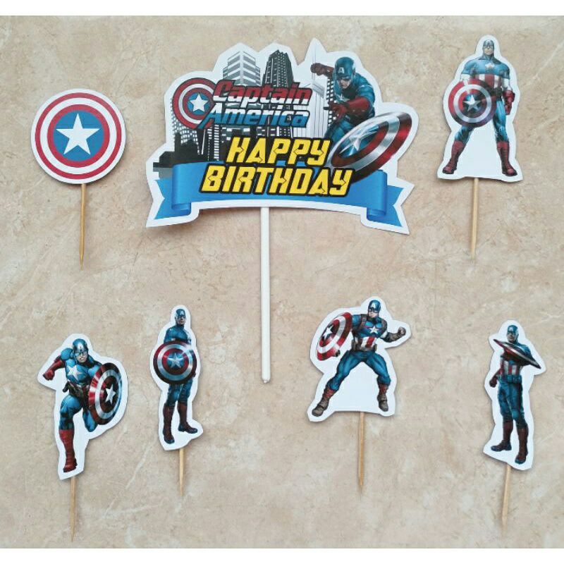 Jual topper hiasan kue untuk ulang tahun & cake karakter captain