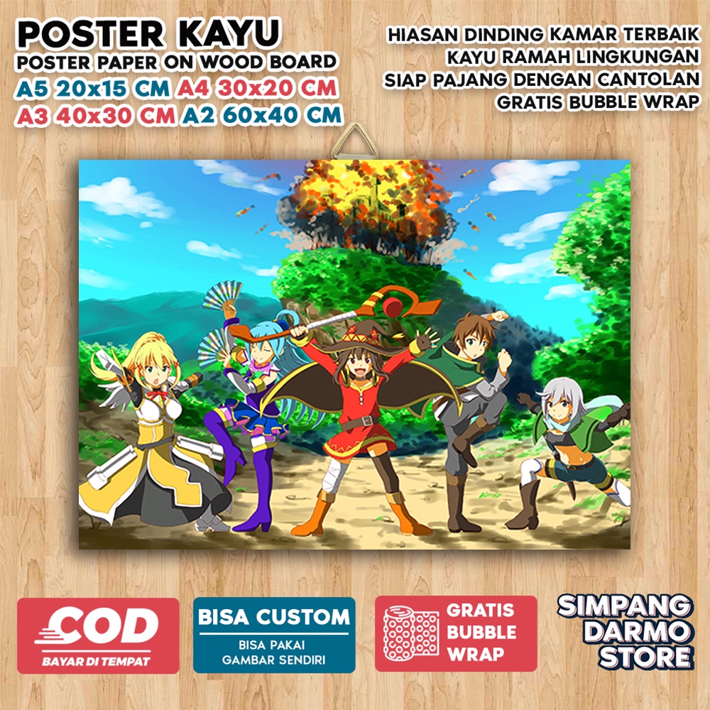 Jual Poster Kayu Konosuba Cute Aestehic Tema Anime Isekai Wibu Waifu