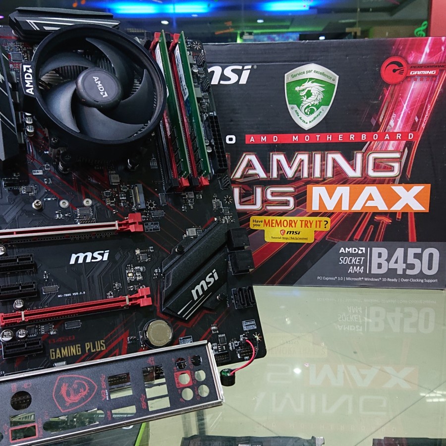 Jual PAKET AMD RYZEN 5 2600 + MSI B450 GAMING PLUS MAX + RAM 16GB 
