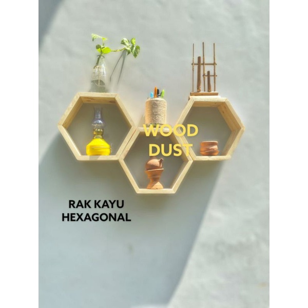 Jual RAK DINDING HEXAGONAL KAYU HIASAN HEKSAGONAL DEKORASI RUMAH KANTOR ...