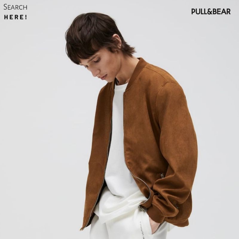 Jacket Pull Bear Faux Suede Bomber Original Pull Bear