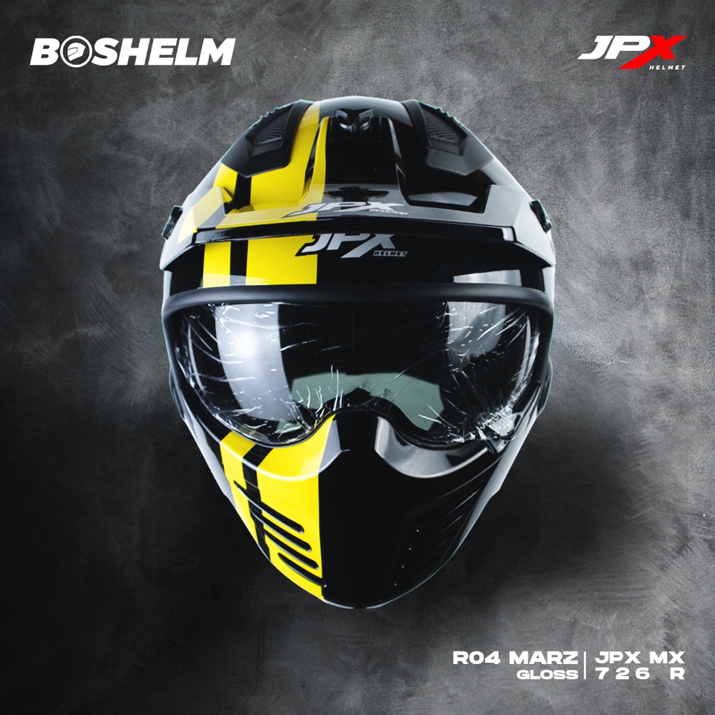 Jual Boshelm Helm Cross Jpx Mx R R Marz Black Yellow Glossy Helm