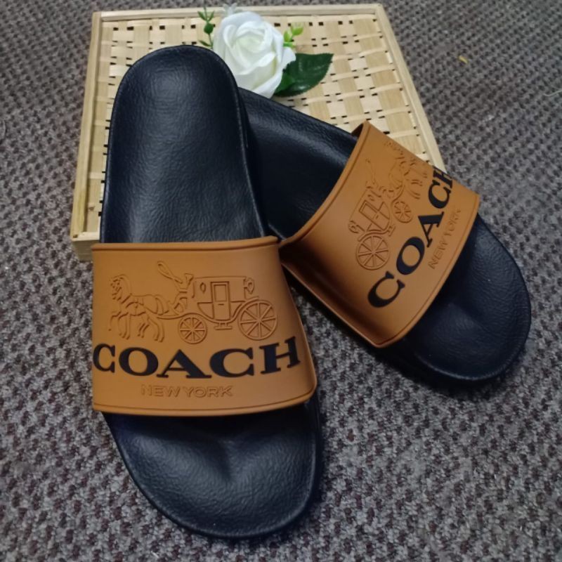 Jual Sandal Coach Black Brown Original Sandal Slide Pria