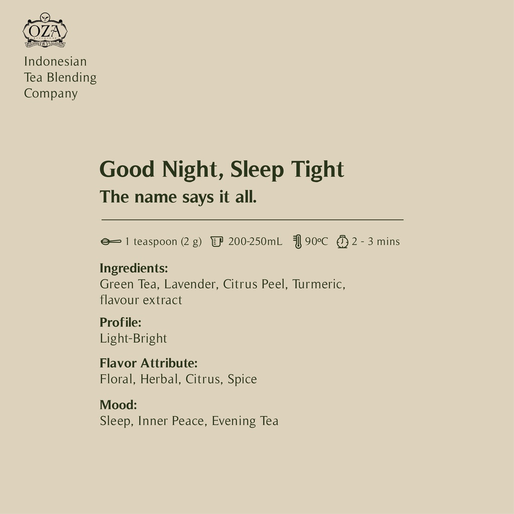 Jual OZA Tea - Good Night , Sleep Tight | Artisan Tea - Green Tea ...