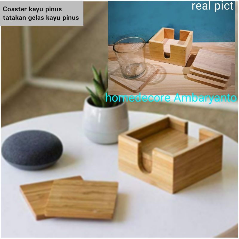 Jual Coaster Tatakan Gelas Kotak Kayu Pinus Shopee Indonesia 0757