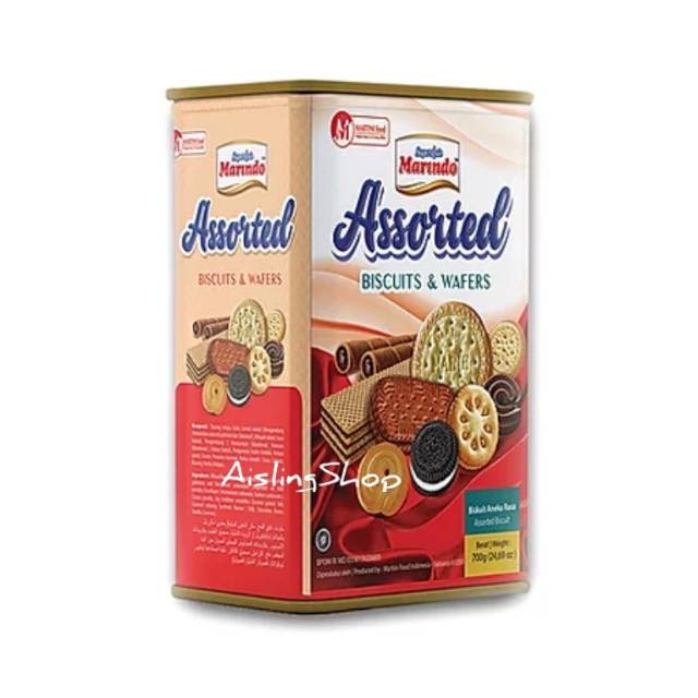 Jual Marindo Assorted Biscuits & Wafers Kaleng 600 Gram | Shopee Indonesia