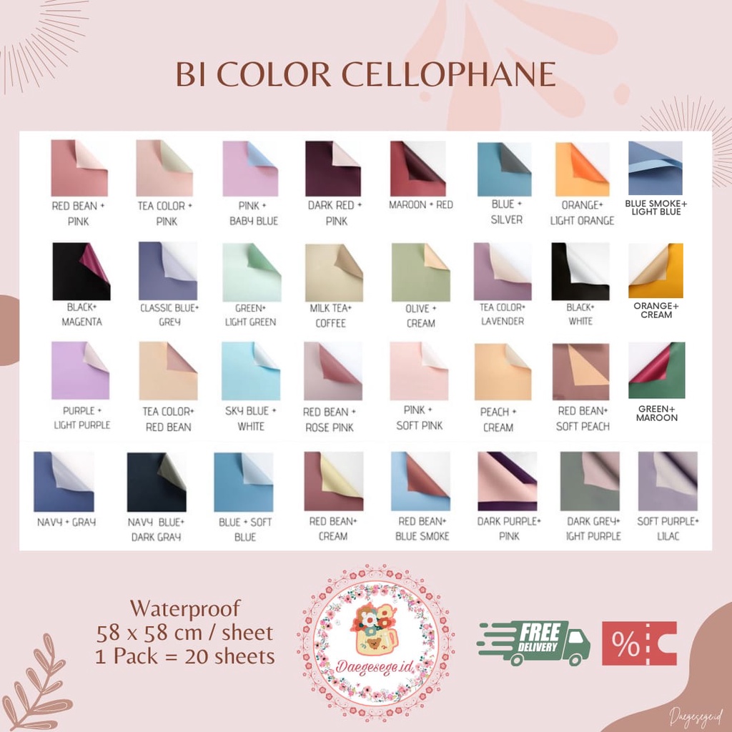 Jual [1 LEMBAR] FLOWER WRAPPING BI COLOR CELLOPHANE WATERPROOF ECER ...