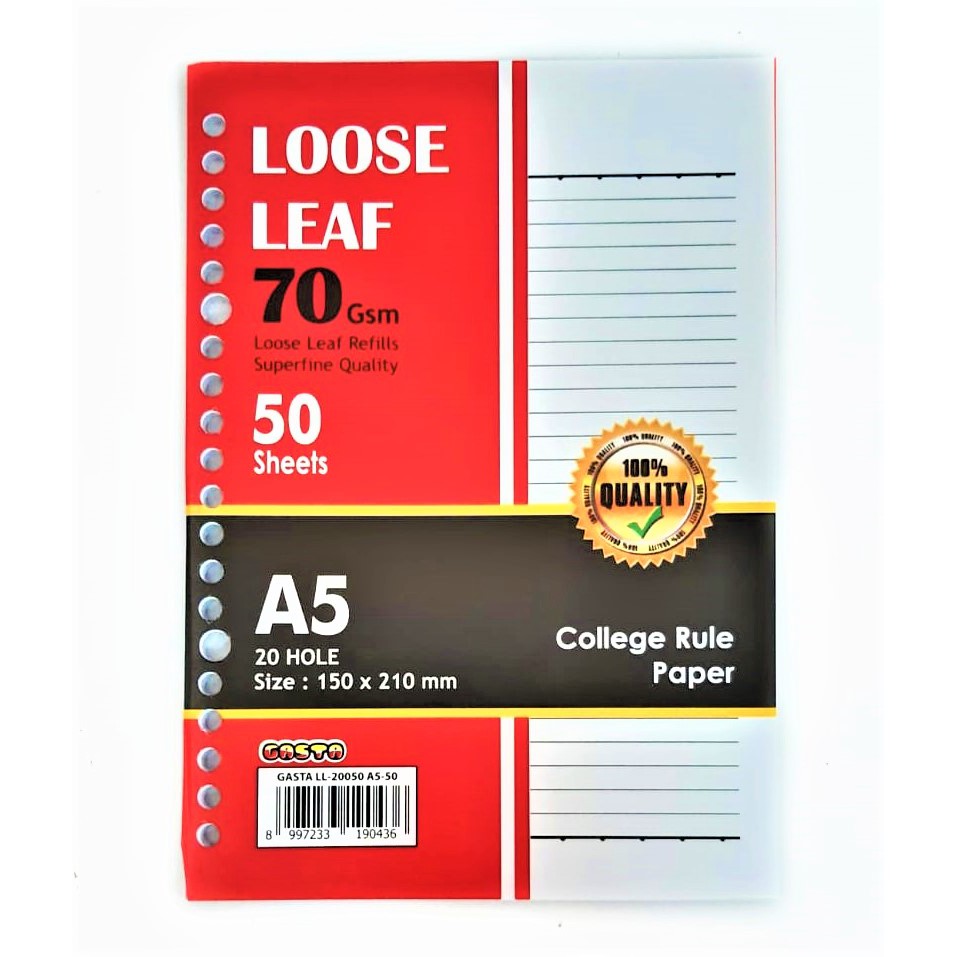 Jual KERTAS BINDER A5 GARIS 50 LEMBAR LOOSE LEAF REFILL ISI ULANG ...