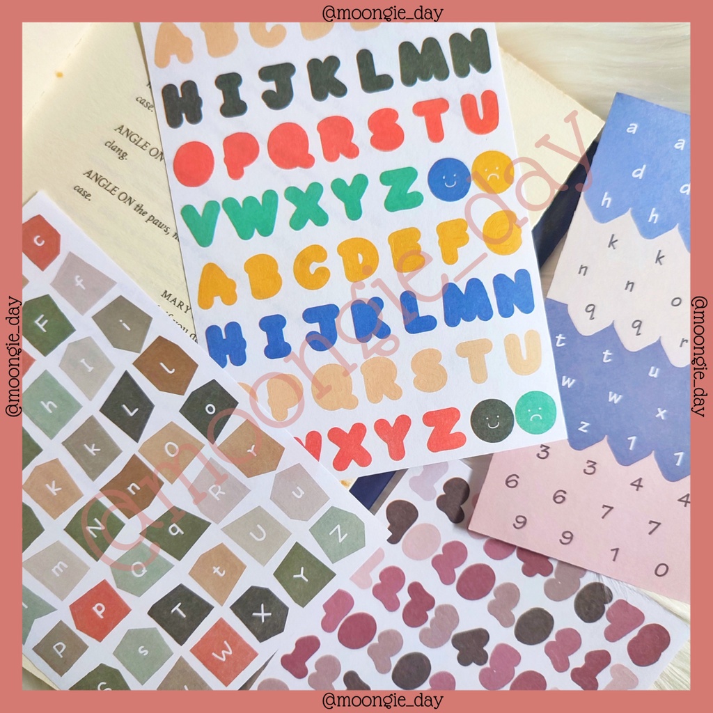 Jual 1 LEMBAR STIKER TEMA ALPHABET WASHI STICKERS BULLET JURNAL LUCU ...