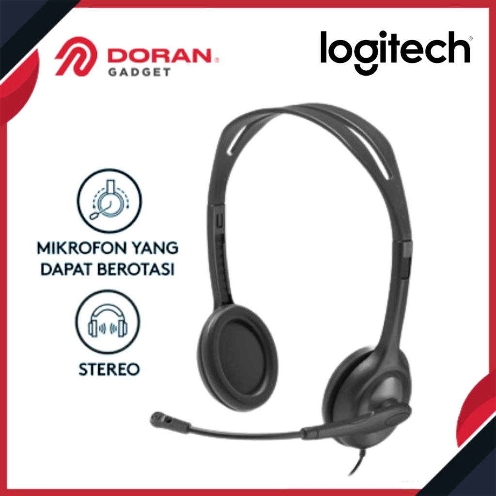 Jual Logitech H111 Wired Headset With Microphone Single 3.5mm Jack With