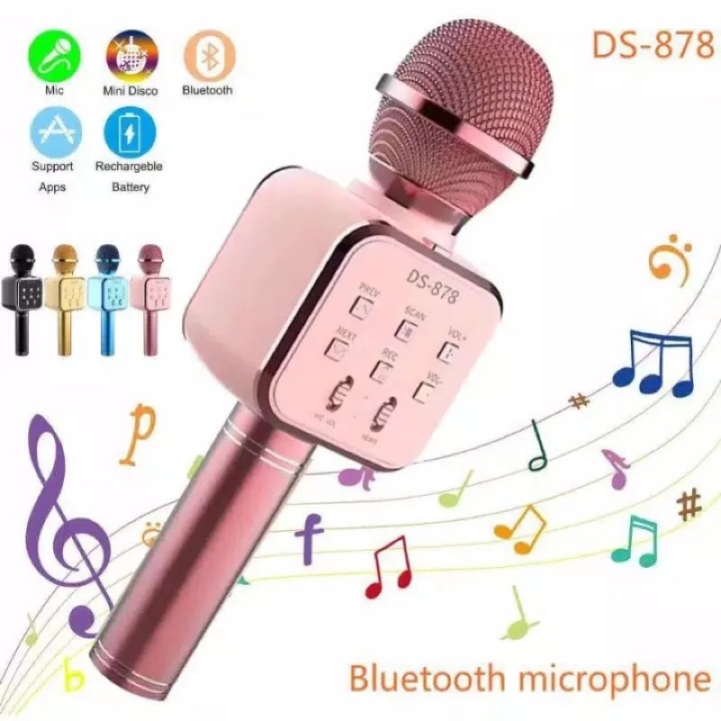Jual Mikrofon Bluetooth Karaoke DS878 Microphone Mic Wireless DS878 Tanpa Kabel Mix KTV