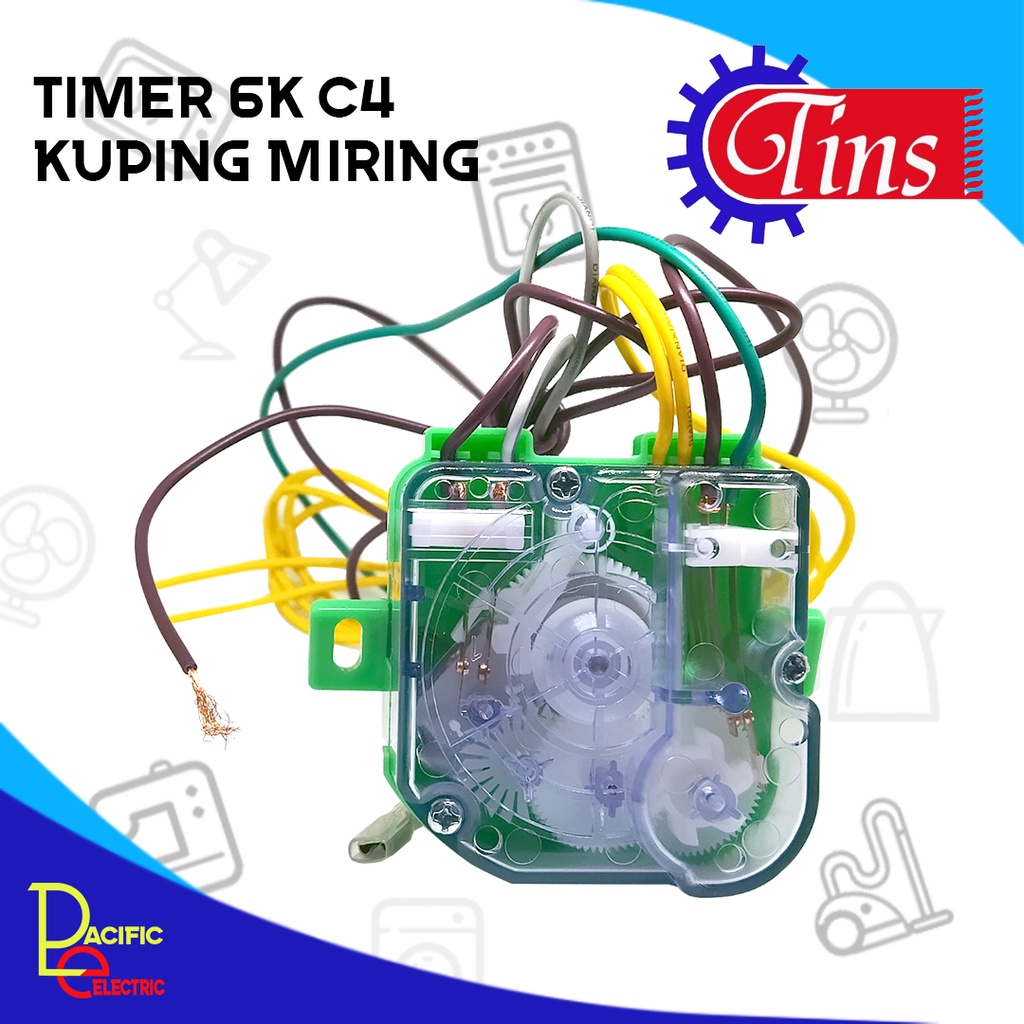 Jual TIMER MESIN CUCI DUA TABUNG 6 KABEL KUPING MIRING TIMER WASH MESIN ...