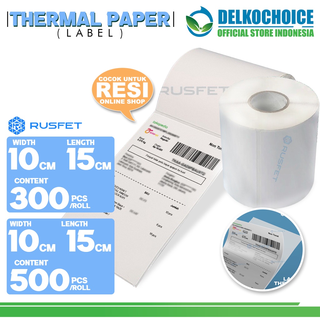 Jual Label Sticker Kertas Thermal Paper Stiker Resi Printer Barcode POS ...