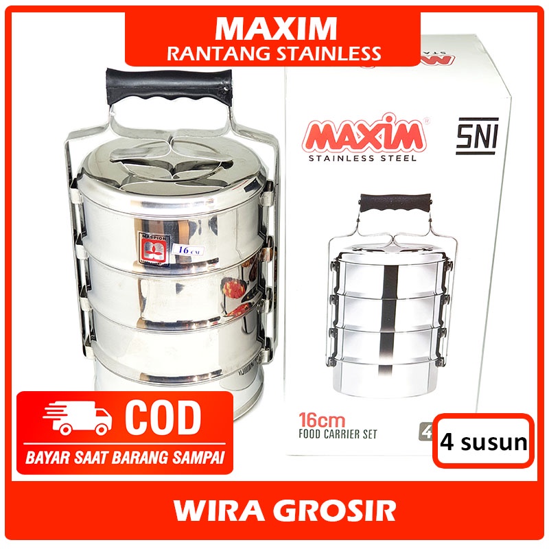 Jual Maxim Rantangan Stenlis 4 Tingkat 16cm | Rantang Susun Bekal Sayur ...