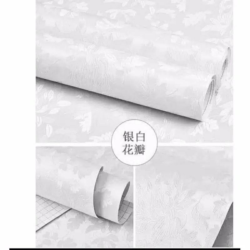 Jual MOTIF TERBARU WALLPAPER EMBOSS PUTIH HIGH QUALITY WALLPAPER PVC ...