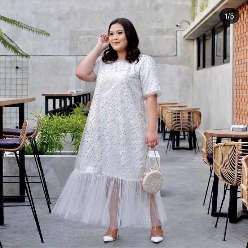 Jual LUCE DRESS WHITE BAJU FORMAL PESTA NATAL BIGSIZE UKURAN BESAR