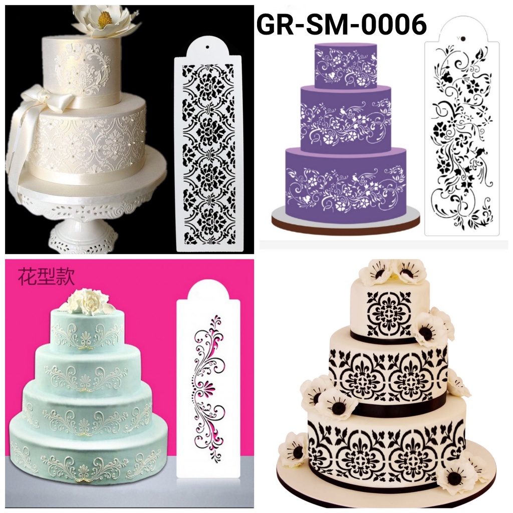 Jual GR-SM-0006 Cake stencil stensil kue motif ukiran batik lace renda ...